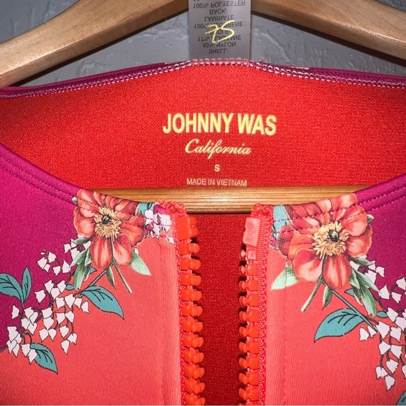 NWT Johnny Was Wave Surf One Piece Neoprene Orange Pink Floral Swim Suit $298 - Picture 11 of 14